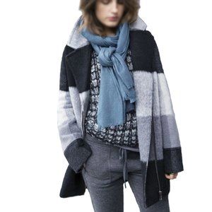 Lou & Grey Women's Sz Large Wooly Check Lined Coat